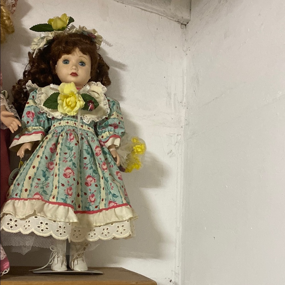 Floral Dress Doll with Brown Hair